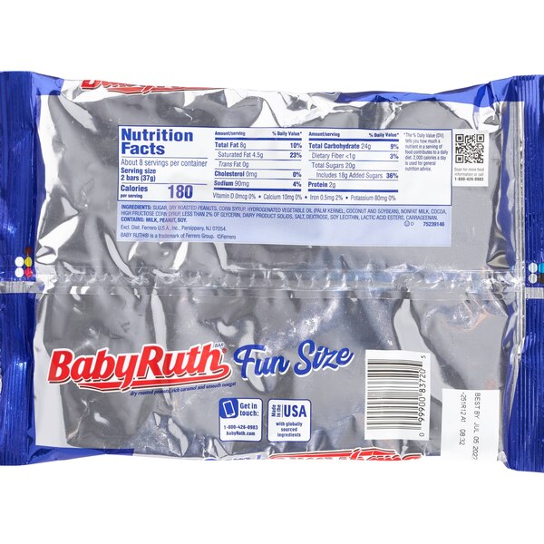 Baby Ruth, Fun Size Candy Bag, 10.2 oz