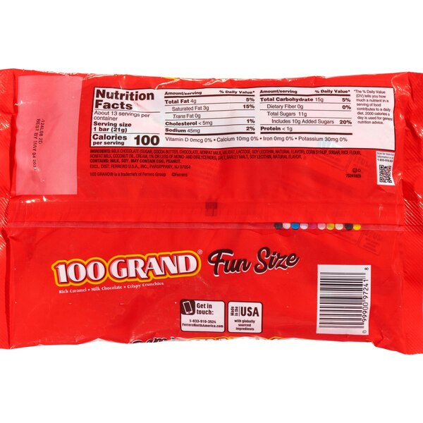100 Grand, Fun Size Candy Bag, 10 oz