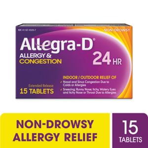 Allegra-D Pseudoephedrine 24-Hour Non-Drowsy Allergy & Congestion Relief Tablets, 15 Ct , CVS