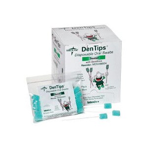 Medline Dentips - Hisopos de espuma con dentrífico, verde, 250 u.