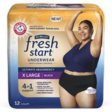 FitRight Fresh Start Urinary Incontinence Underwear, Black, 48 Count, (12ct, Pack of 4), thumbnail image 1 of 6