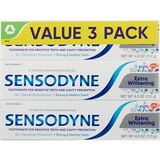 Sensodyne Sensitive Teeth Extra Whitening Toothpaste, 4 OZ, 3 CT, thumbnail image 1 of 2