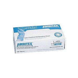  Tradex Ambitex Powdered General Purpose Latex Gloves Cream, 100CT 