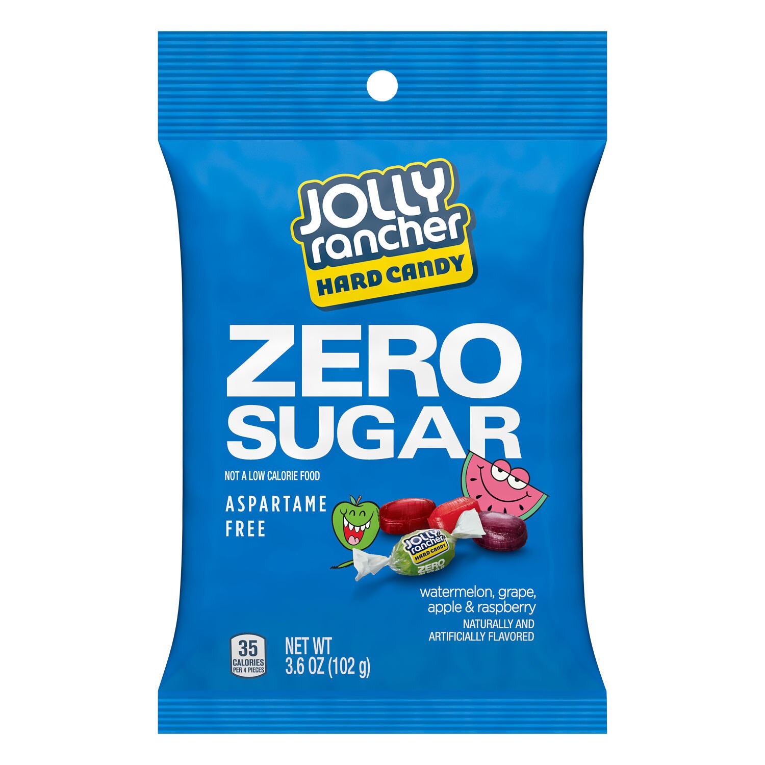 Jolly Rancher Zero Sugar Assorted Fruit Flavored Hard Candy Bag, 3.6 oz