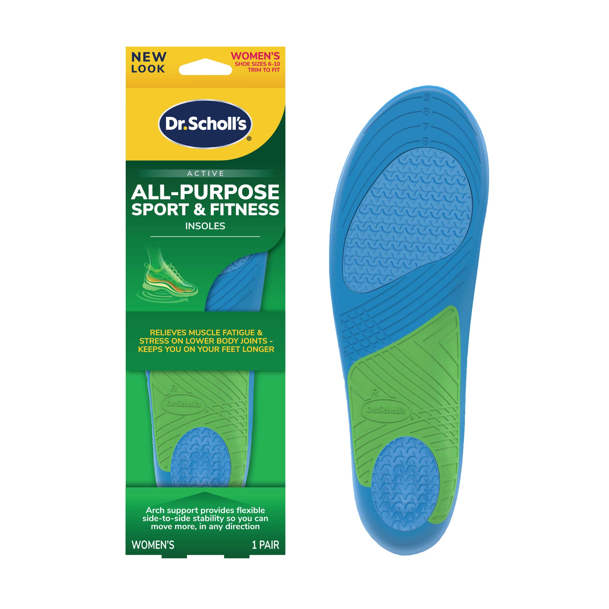 Dr. Scholl's Women's Athletic Series Sport Insoles, Size 5.5 to 9, 1 PR