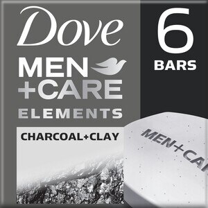 Dove Men+Care Charcoal + Clay - Jabón para cuerpo y rostro para hidratar la piel, más hidratante que el jabón de tocador, 3.75 oz