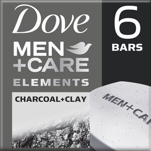 Dove Men+Care Charcoal + Clay - Jabón para cuerpo y rostro para hidratar la piel, más hidratante que el jabón de tocador, 3.75 oz
