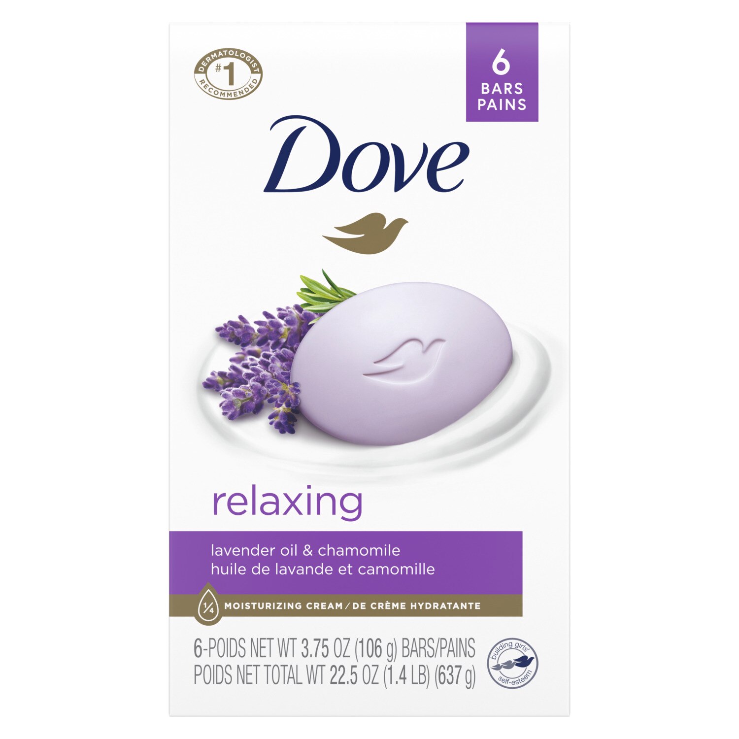 Dove - Jabón hidratante para una piel más suave, Relaxing Lavender, más hidratante que el jabón de tocador, 3.75 oz