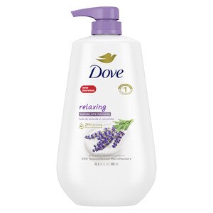 Dove Relaxing - Gel de baño con dosificador, Lavender Oil & Chamomile, Calms & Comforts Skin, 34 oz