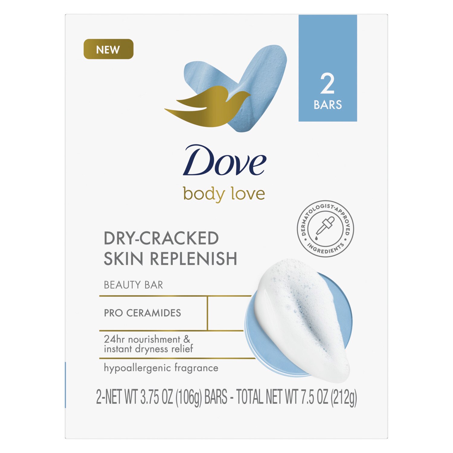 Dove Body Love Dry-Cracked Skin Replenish Beauty Bar, 3.75 Oz, 2 Ct , CVS