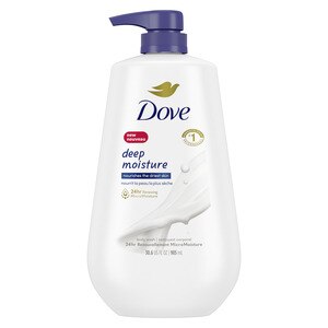 Dove Deep Moisture Body Wash with Pump with Skin Natural Nourishers for Instantly Soft Skin and Lasting Nourishment, 34 OZ