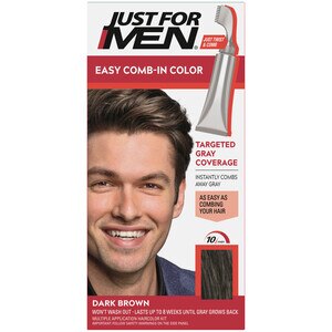 Just For Men Easy Comb-In Color Targeted Gray Coverage Hair Color, Dark Brown , CVS