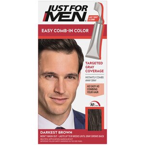 Just For Men Easy Comb-In Color Targeted Gray Coverage Hair Color, Darkest Brown - 1 Ct , CVS