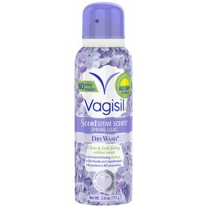 Vagisil Scentsitive Scents Dry Wash Spray for On The Go Feminine Hygiene, 2.6 OZ