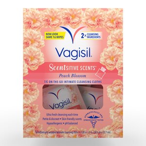 Vagisil Scentsitive Scents Intimate Wipes, Peach Blossom, 16 CT