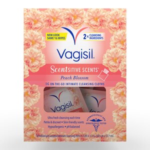 Vagisil Scentsitive Scents Intimate Wipes, Peach Blossom, 16 Ct , CVS