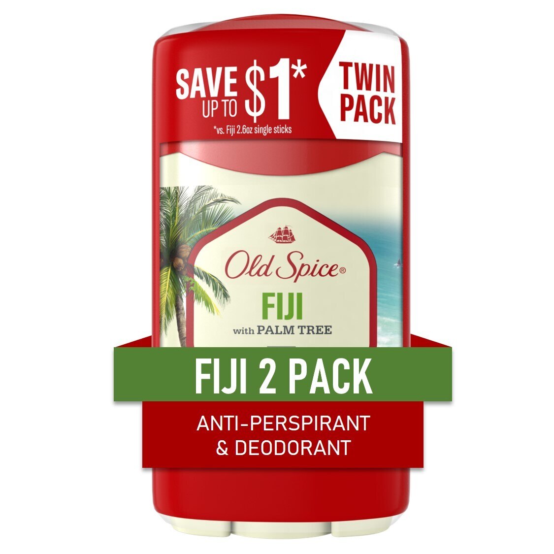 Old Spice 48-Hour Antiperspirant & Deodorant Stick, Fiji, 2.6 OZ, 2 Pack , CVS