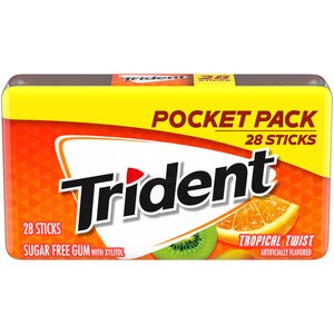 Trident Tropical Twist Sugar Free Gum Pocket Pack, 28 CT