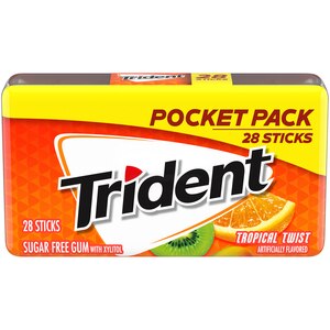 Trident Tropical Twist Sugar Free Gum Pocket Pack, 28 ct