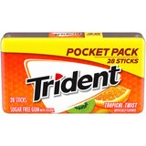 Trident Tropical Twist Sugar Free Gum Pocket Pack, 28 ct, thumbnail image 1 of 4