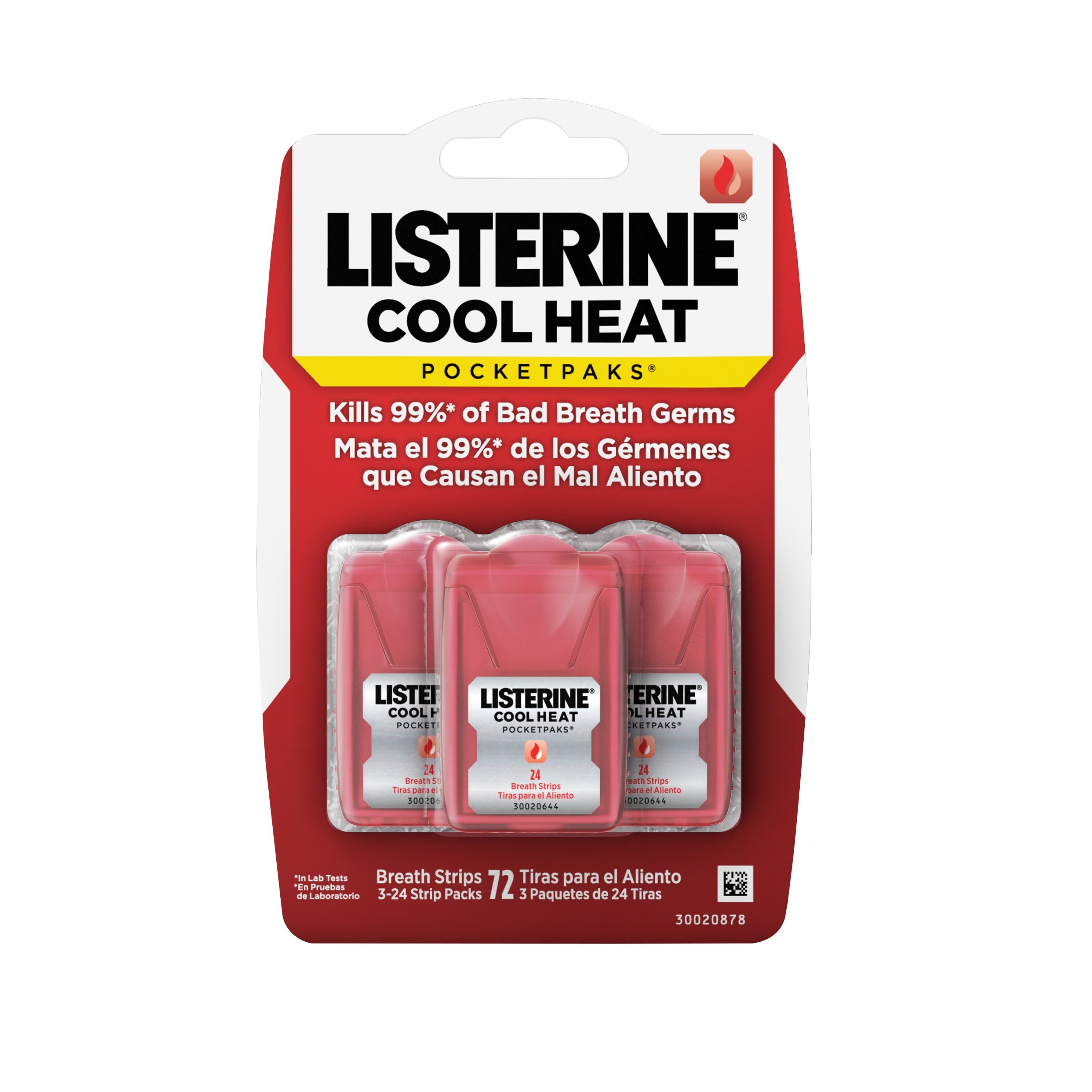 Listerine Cool Heat Pocketpaks Breath Strips, 24-Strip Pack, 3 Pack