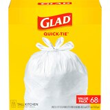 Glad Quick-Tie Tall Kitchen Trash Bags, 13 Gal, 68 ct, thumbnail image 1 of 10