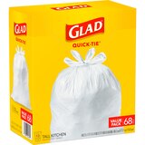 Glad Quick-Tie Tall Kitchen Trash Bags, 13 Gal, 68 ct, thumbnail image 4 of 10