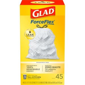 Glad ForceFlex Sustainable Tall Kitchen Trash Bags Made With 100% Renewable Energy, 13 Gal Drawstring, 45 Ct , CVS
