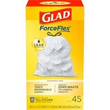 Glad ForceFlex Sustainable Tall Kitchen Trash Bags made with 100% Renewable Energy, 13 Gal Drawstring, 45 ct, thumbnail image 1 of 10