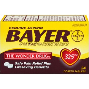 Genuine Bayer Aspirin, 325mg Coated Tablets, Pain Reliever