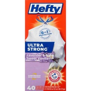 Hefty Ultra Strong Tall Kitchen Drawstring Trash Bags, Lavender & Sweet Vanilla, 13 Gallon, 40 Ct , CVS