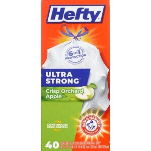 Hefty Ultra Strong Tall Kitchen Drawstring Trash Bags, Crisp Orchard Apple, 13 Gallon, 40 Ct , CVS