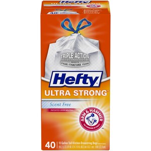  Hefty Ultra Strong Tall Kitchen Drawstring Trash Bags, Scent Free, 13 Gallon, 40 CT 