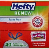 Hefty Renew 13 Gallon Tall Kitchen Drawstring Bags, Scent Free, 40 Bags, thumbnail image 3 of 4