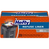 Hefty Refuse Liner Extra Large Heavy Duty Trash Bags, 45 Gallon, 25 CT, thumbnail image 1 of 3