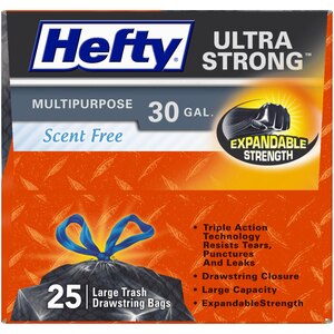 Details about   Hefty Ultra Strong Multipurpose Large Black Trash Bags Unscented 30 Gal 25 Ct 