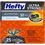 Hefty Ultra Strong Large Multipurpose Drawstring Trash Bags, Scent Free, 30 Gallon, 25 CT, thumbnail image 2 of 6