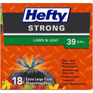 Lawn Hefty Strong Large Trash Bags 39 Gallon Drawstring 18 Count Yard