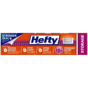 Original Pack of 1 Quart Size 78 Count Hefty Slider Storage Bags 
