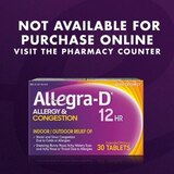 Allegra-D 12HR Allergy Relief & Decongestant Extended Release Tablets, Non-Drowsy, thumbnail image 4 of 7