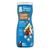 Gerber Snacks for Baby Grain & Grow Puffs, Strawberry Apple, 1.48 oz Canister, thumbnail image 1 of 9