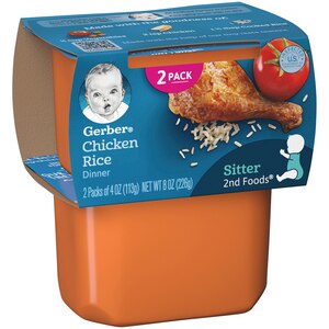Gerber 2nd Foods Chicken Rice Dinner Baby Food 4 Oz Tubs