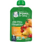 Gerber 2nd Foods Organic Pear Peach Strawberry Baby Food, 3.5 oz Pouch, thumbnail image 1 of 8