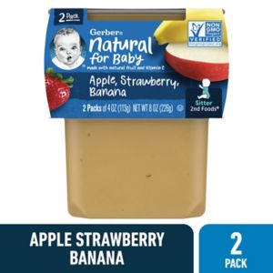 (Pack of 2) Gerber 2nd Foods Apple Strawberry Banana Baby Food, 4 oz Tubs