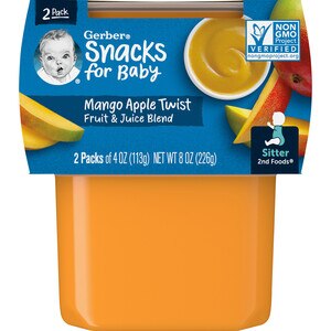 Gerber 2nd Foods Mango Apple Twist Baby Food, 4 oz Tubs, (Pack of 2)