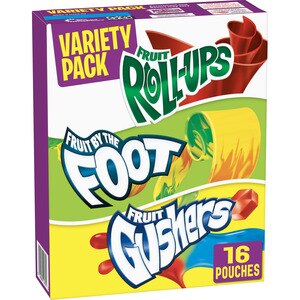  Betty Crocker Variety Pack Fruit By the Foot, Fruit Roll Ups and Fruit Gushers, 16 CT 