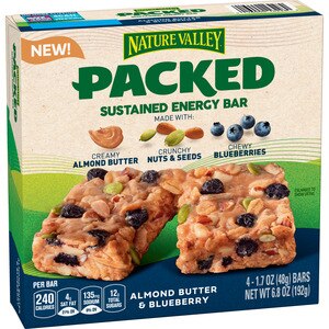 Nature Valley Packed Sustained Energy Bar, Almond Butter & Blueberry, 4 CT