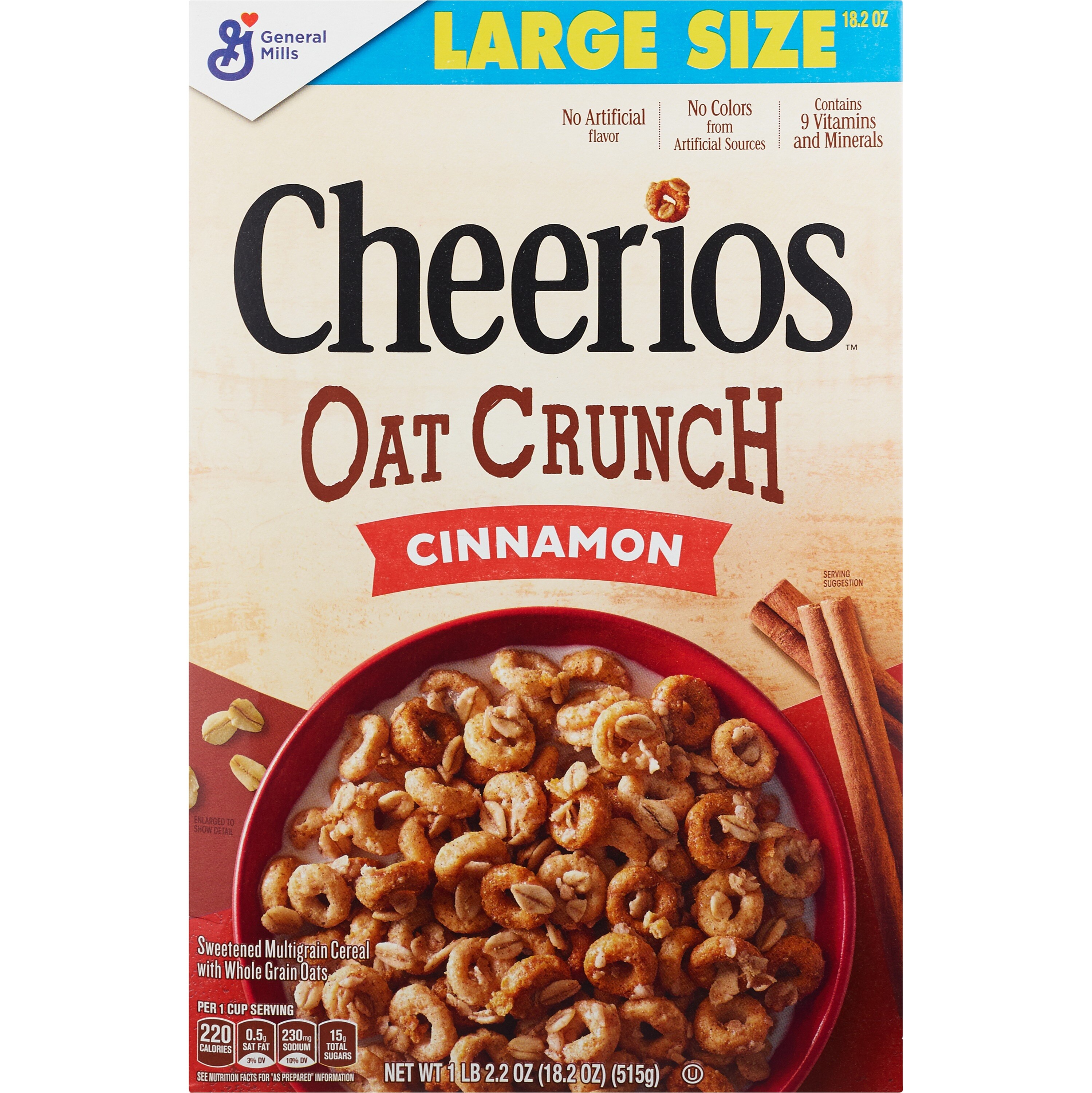 Cheerios Cinnamon Oat Crunch Cereal, 15.2 Oz - 18.2 Oz , CVS