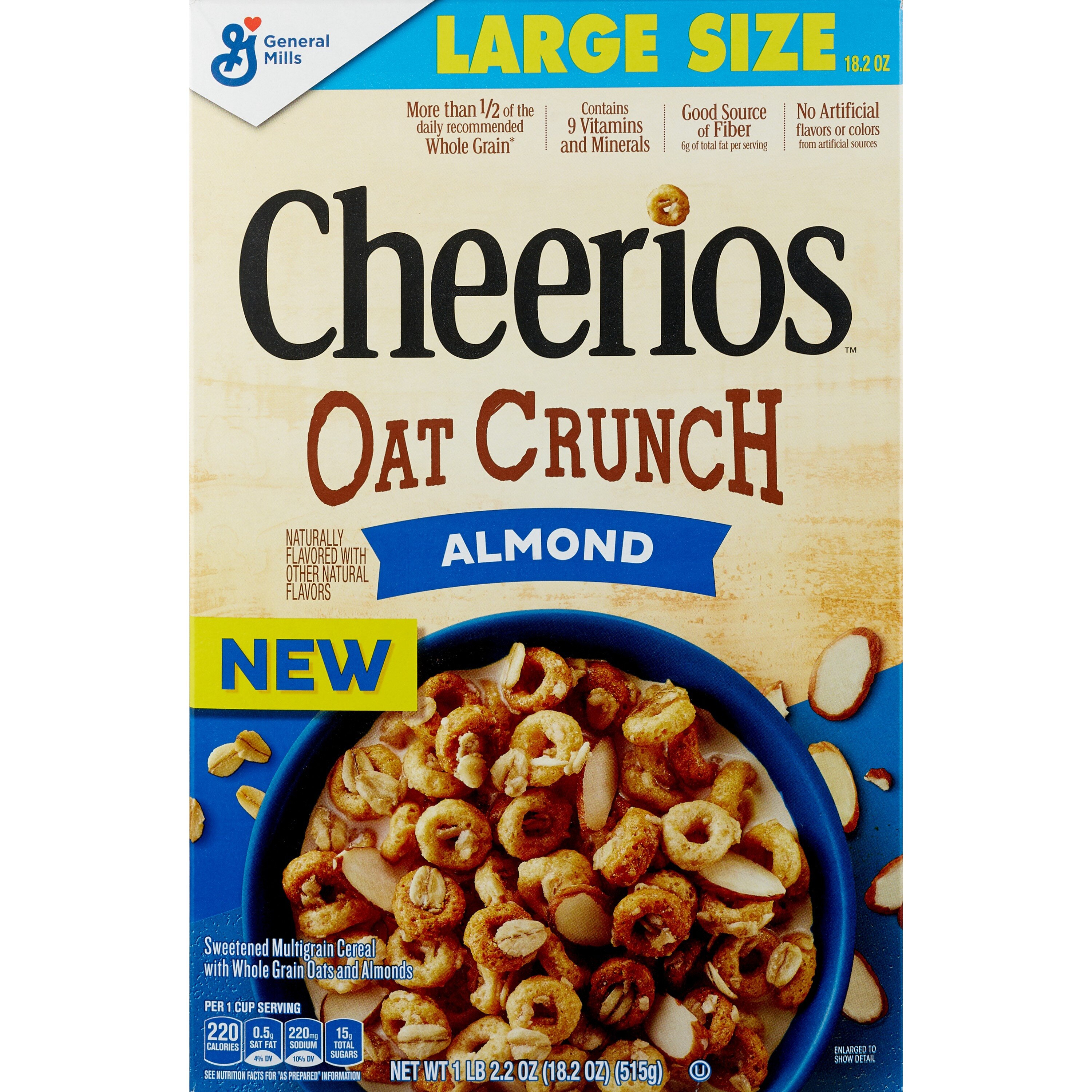 Cheerios Oat Crunch Almond Breakfast Cereal, 18.2 Oz , CVS