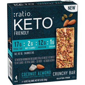 Ratio Food Ratio KETO Friendly Coconut Almond Crunchy Bars, 4 Ct - 1.45 Oz , CVS